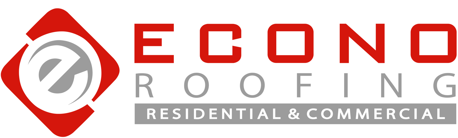 The logo for econo roofing is for residential and commercial roofing.