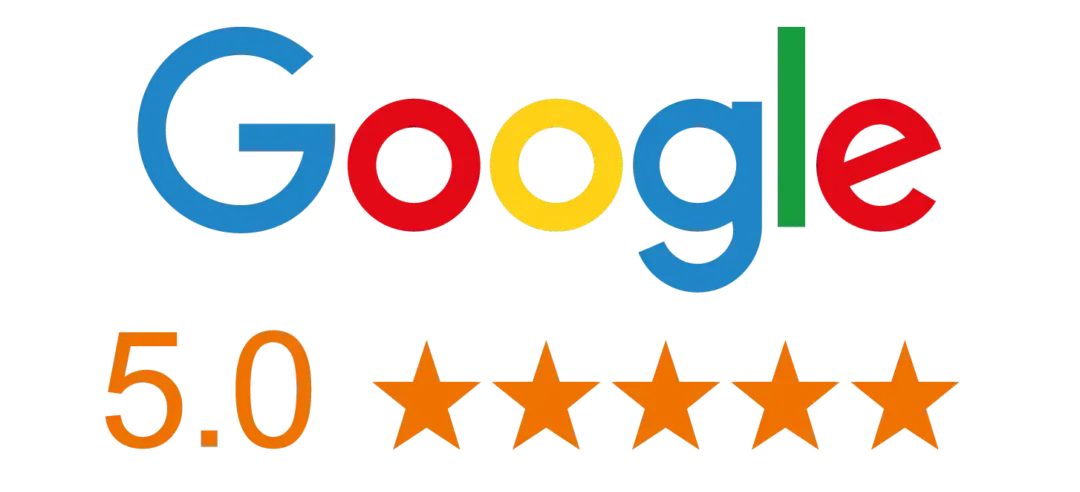 Google logo with a 5-star rating.