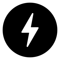 A lightning bolt icon in a black circle on a white background.