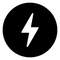 A lightning bolt icon in a black circle on a white background.