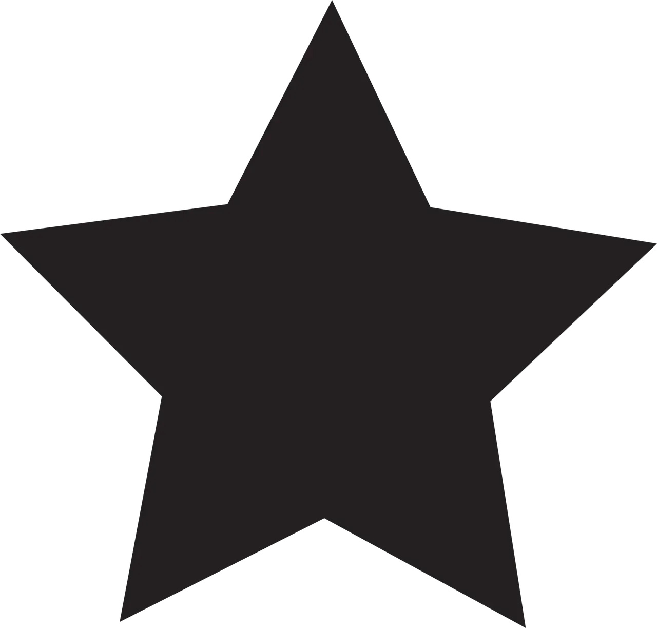 A black star is on a white background.