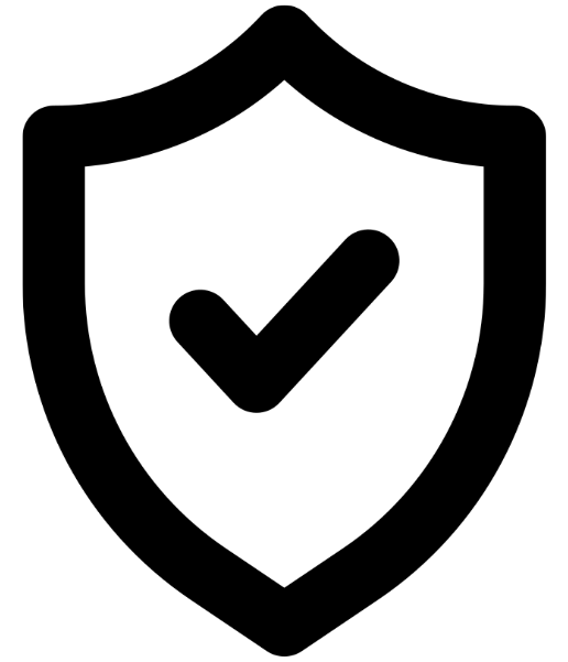 A shield with a check mark inside of it.