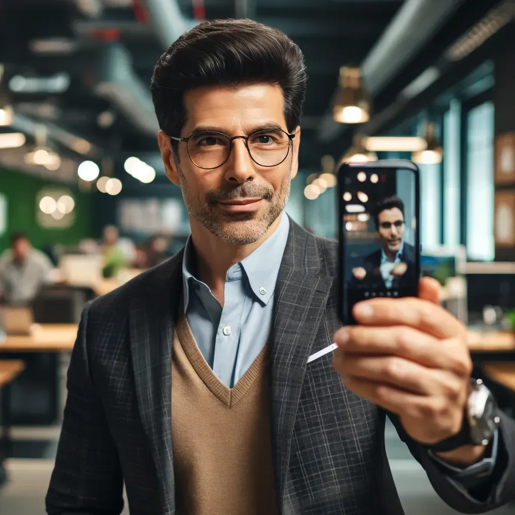 man taking a selfie with his phone