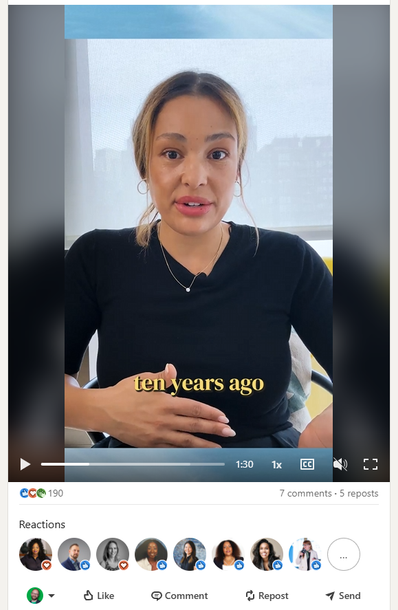 Screenshot of VC founder doing shortform video on linkedin