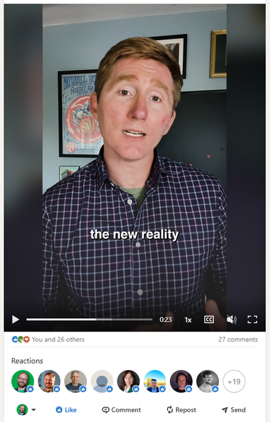 Screenshot of agency founder doing shortform video on linkedin