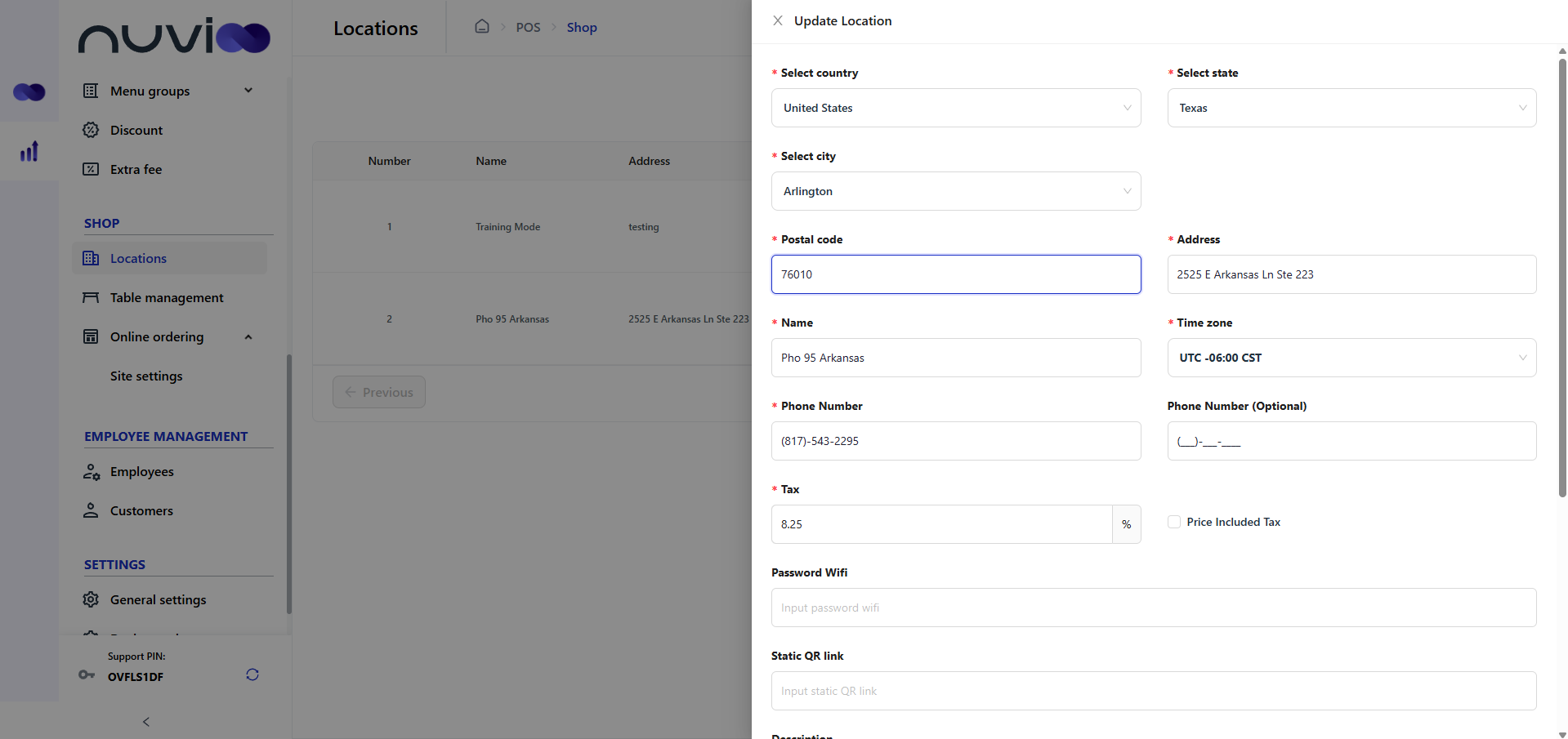 A user interface with a sidebar and a form with input fields for value settings.