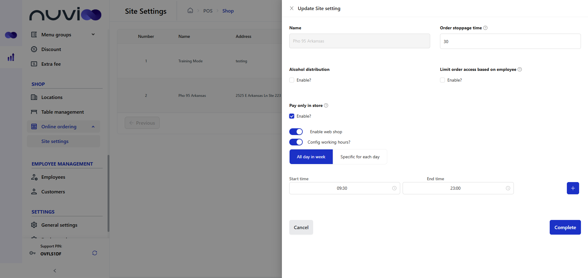 A user interface with a sidebar and a form to submit details. The form has sections for filters.
