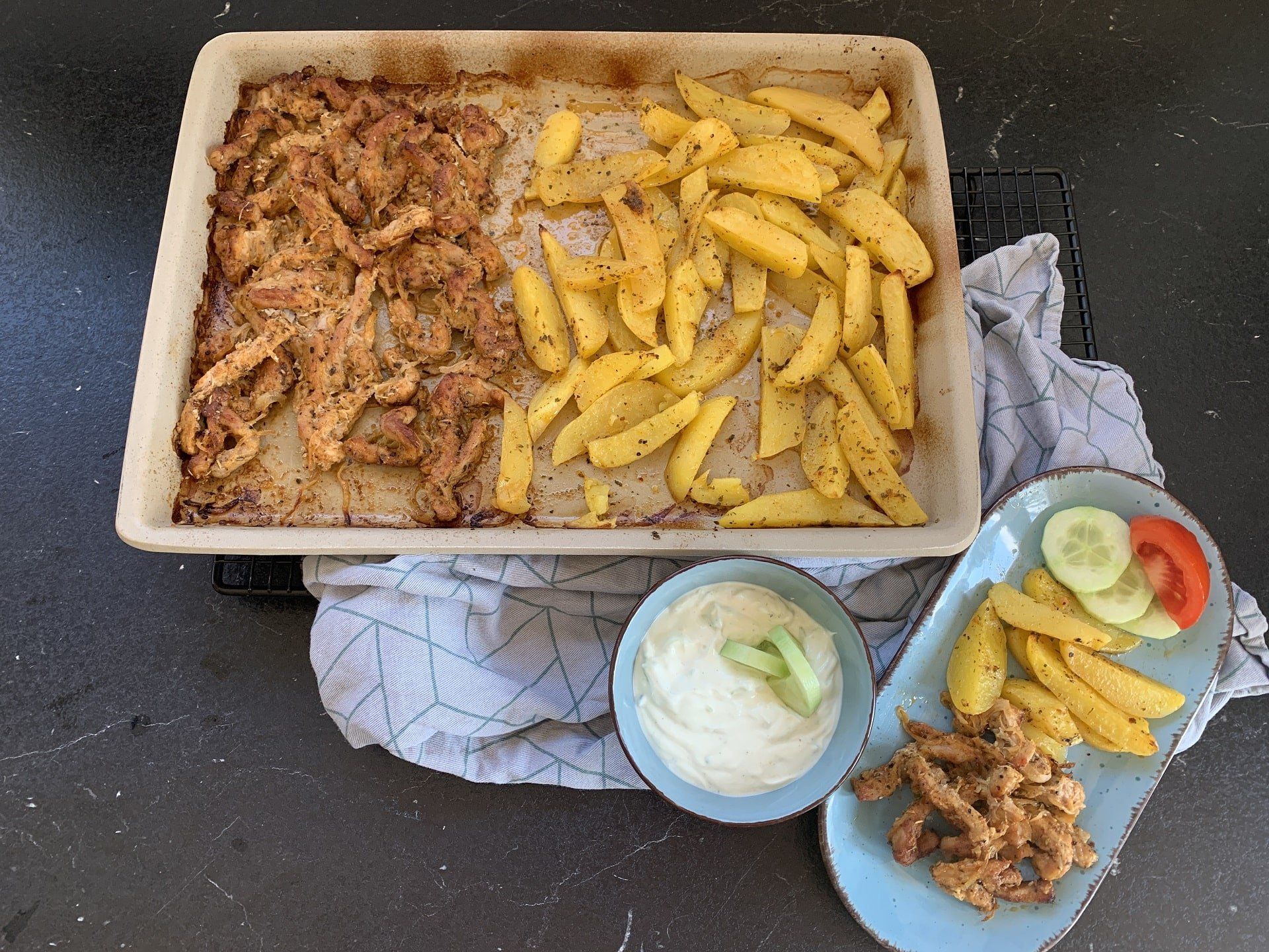 Kulini Rezept Gyros mit Kartoffelspalten