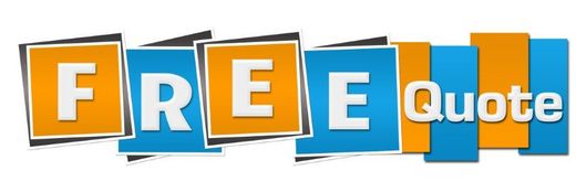 A blue and orange sign that says free quote