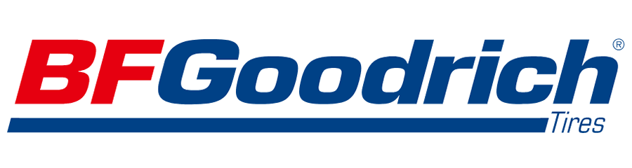 Le logo des pneus bfgoodrich est bleu et rouge
