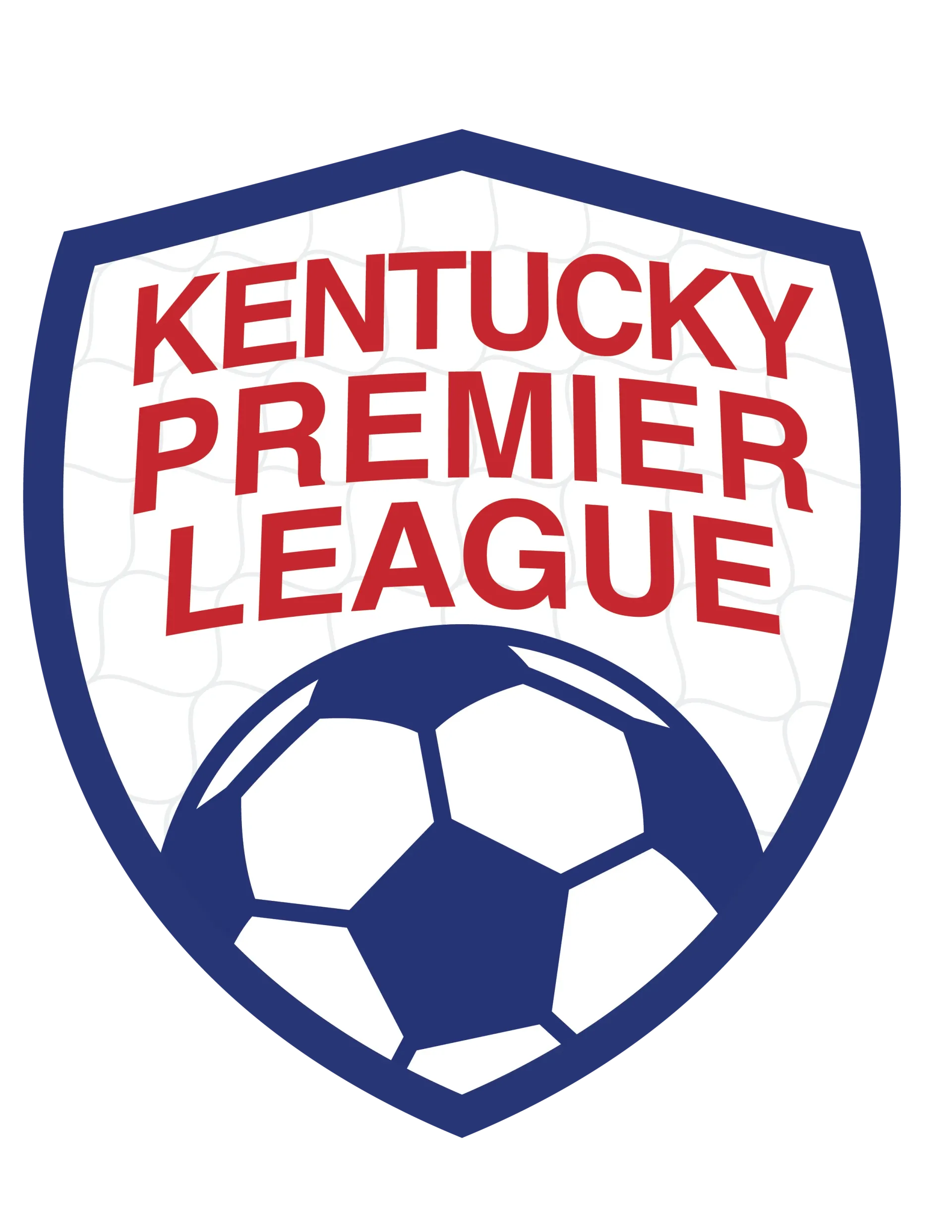 Logo of the Kentucky Premier League: blue shield with soccer ball and red text.