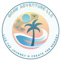 CNAW Adventure LLC logo with palm tree, sunset, waves, and tagline “Live the Journey & Create the Memory”