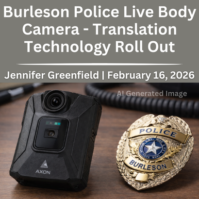 Featured blog image showing Jennifer Greenfield, Burleson TX realtor, with a DAXbot during the citywide sidewalk assessment supporting ADA accessibility and community safety.
