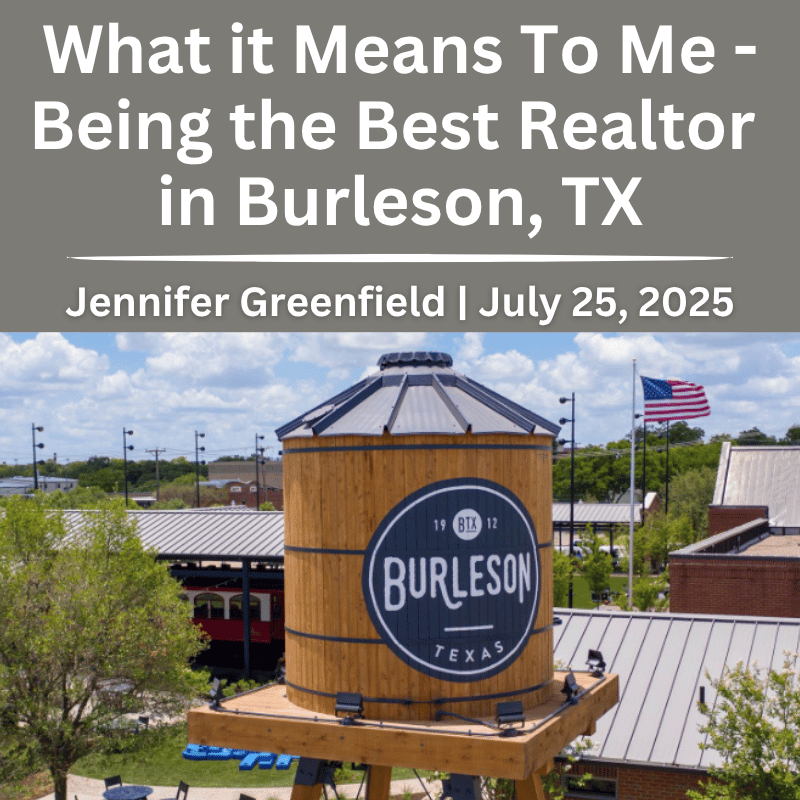 Cover image for blog post on what it means to be the best Realtor in Burleson, TX, with the city’s water tower.