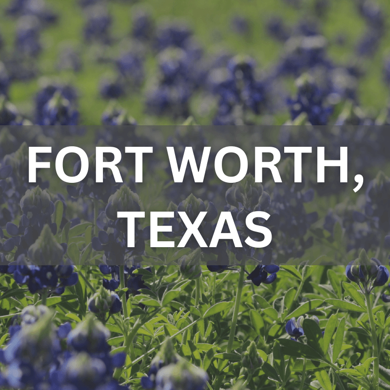 Fort Worth, Texas real estate surrounded by blooming bluebonnets, showcasing local neighborhoods and natural beauty.