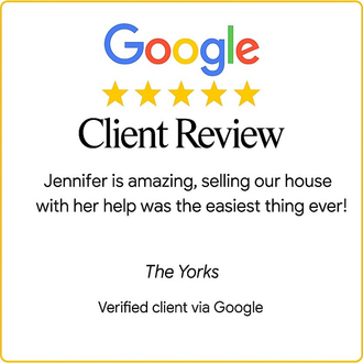 5-star Google review for Jennifer Greenfield, trusted Burleson Realtor, from The Yorks praising her expert guidance in selling their home.