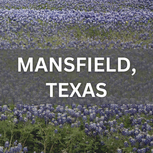 Mansfield, Texas real estate surrounded by blooming bluebonnets, showcasing local neighborhoods and natural beauty.