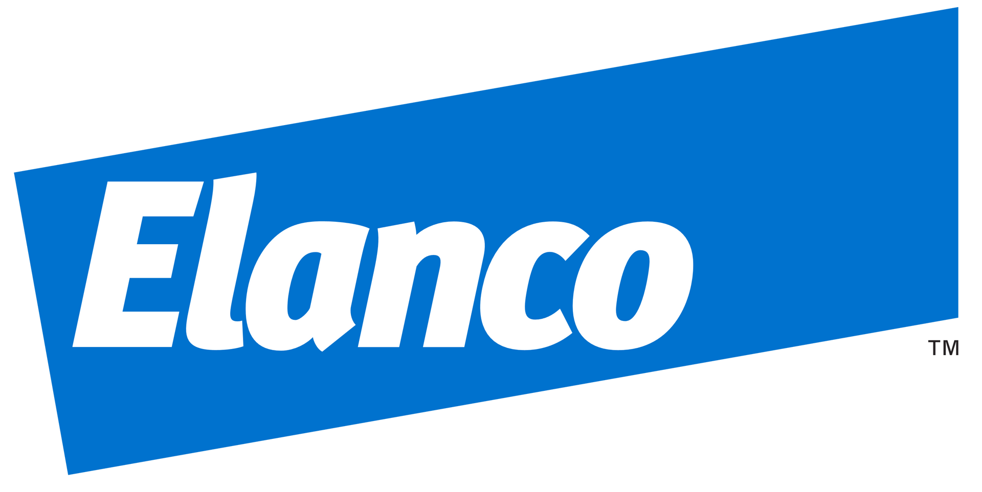 Un logotipo de Elanco azul y blanco sobre un fondo blanco.
