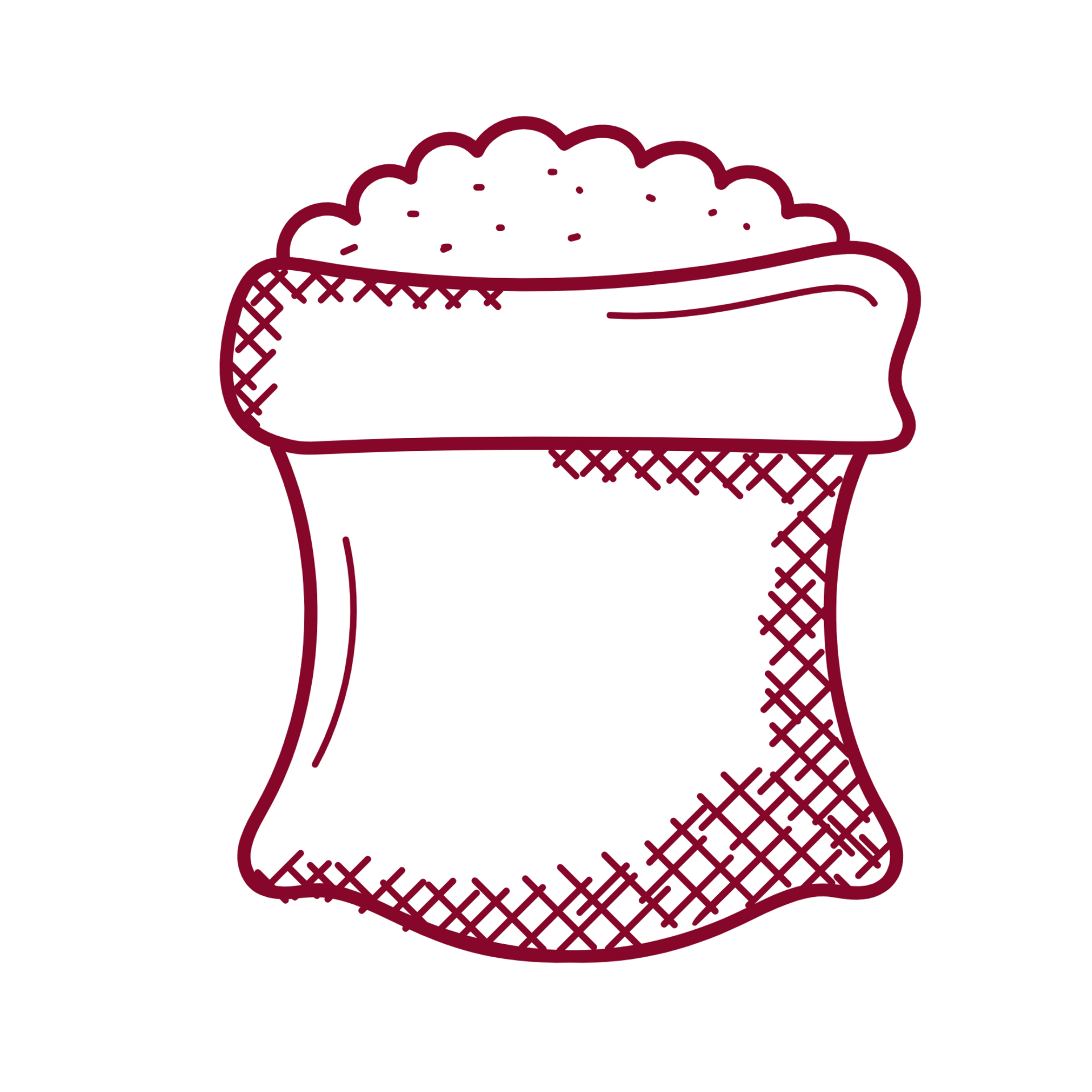 Un dibujo de una bolsa de harina sobre un fondo blanco.