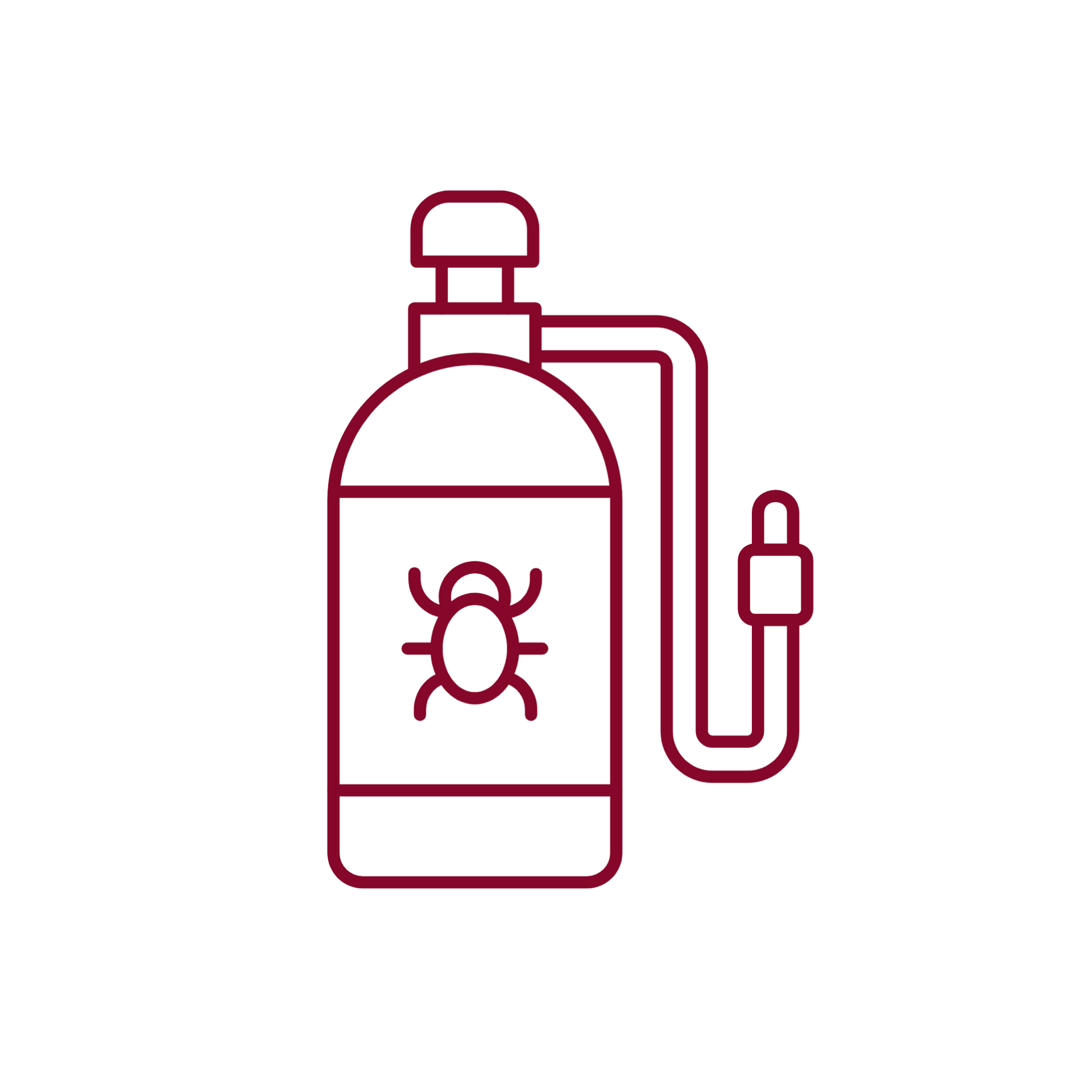 Un dibujo lineal de una botella con una manguera unida a ella.