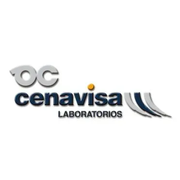 Un logotipo para los laboratorios Cenavisa sobre un fondo blanco.