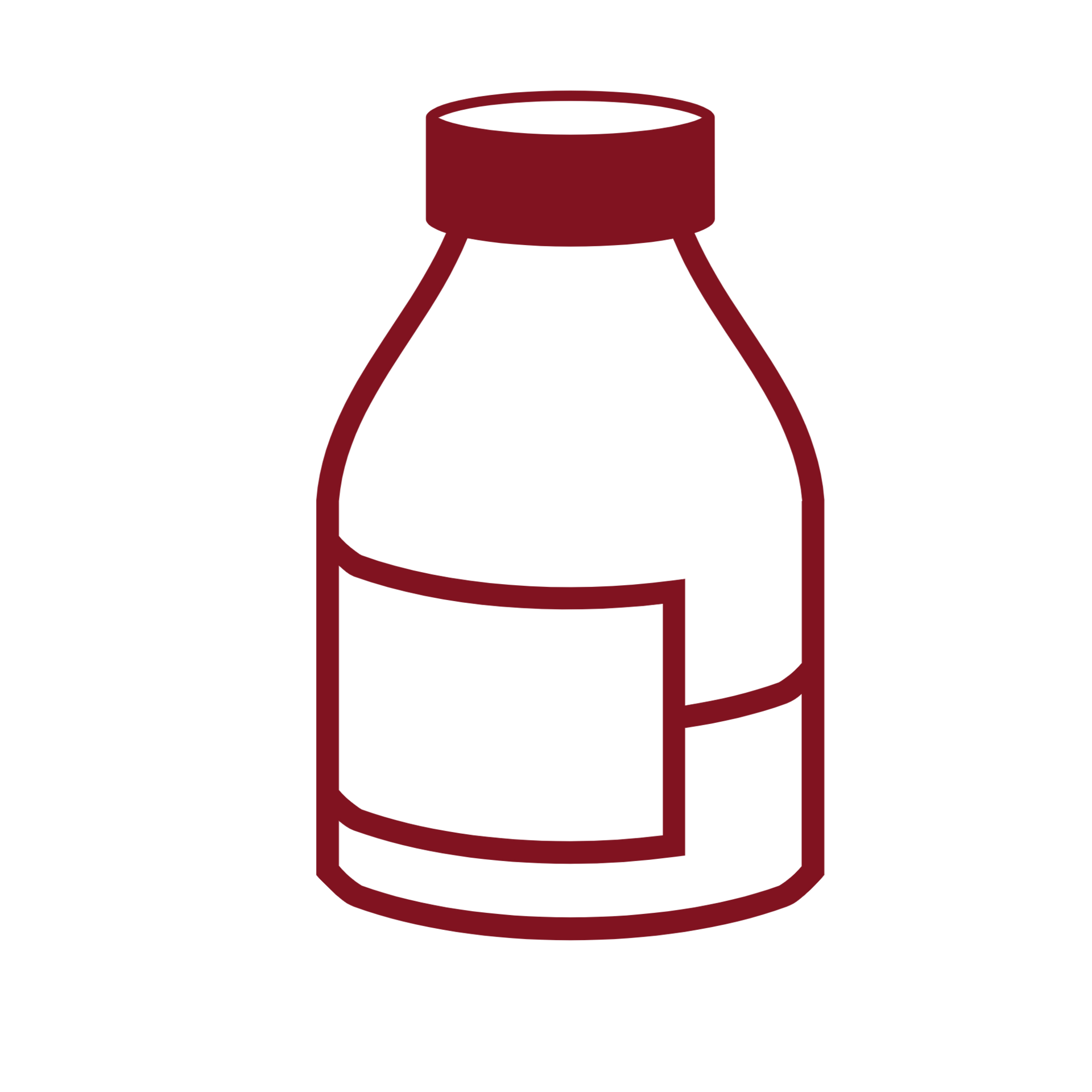 Un dibujo lineal de una botella con una etiqueta.