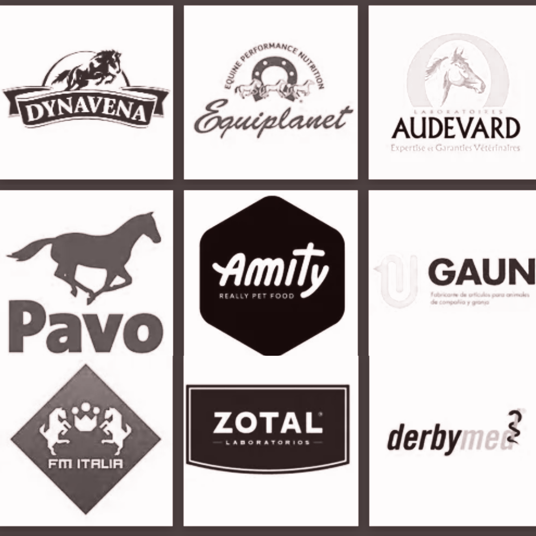 Un collage de logotipos de varias empresas relacionadas con los caballos.