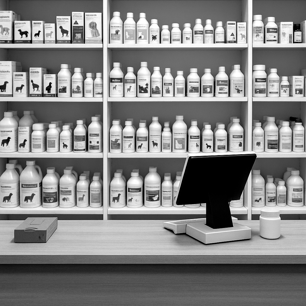 Dos hombres empujan un carro en un almacén.