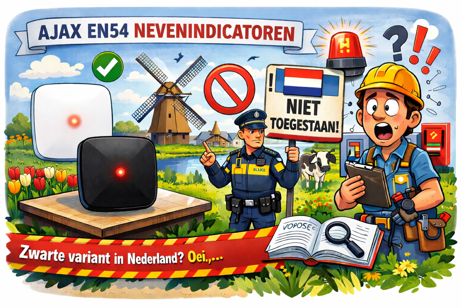 AJAX EN54 Nevenindicator zwarte versie niet toegestaan in Nederland. Belangrijke informatie voor installateurs