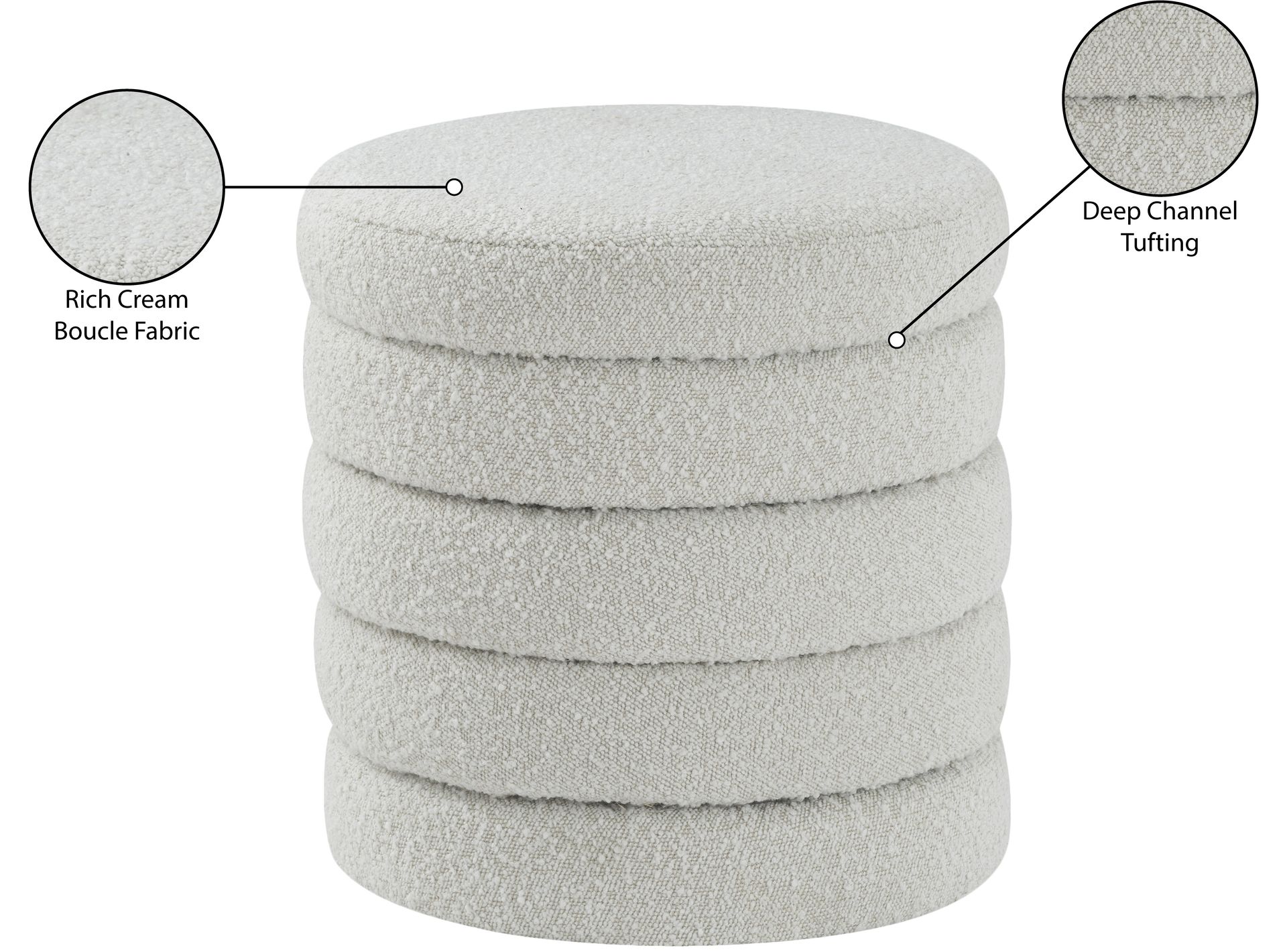 Aphia Boucle Fabric Upholstered Stool