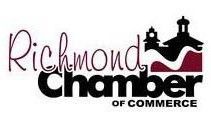 The logo for the richmond chamber of commerce is black and red.