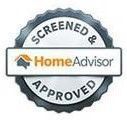 A screened and approved home advisor logo on a white background.