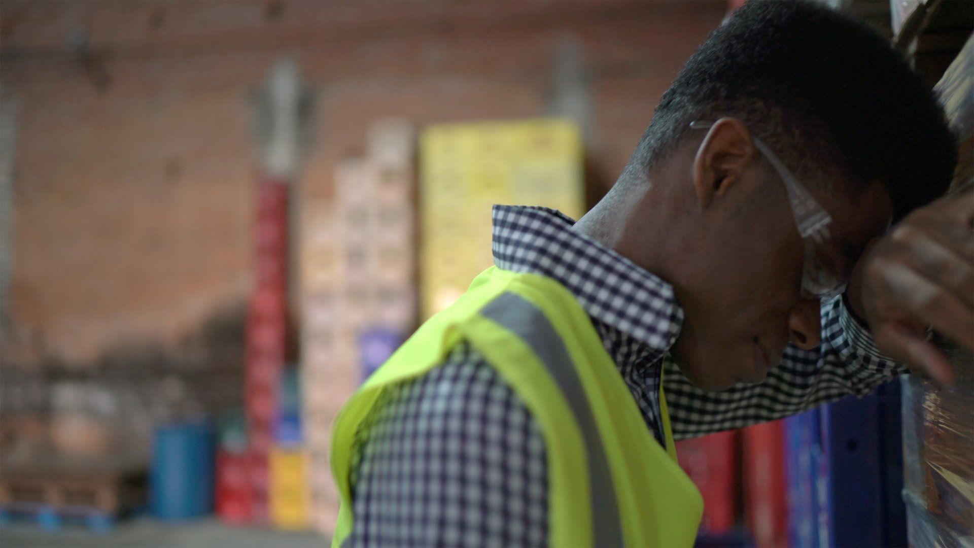 Tradie in the workplace looking upset