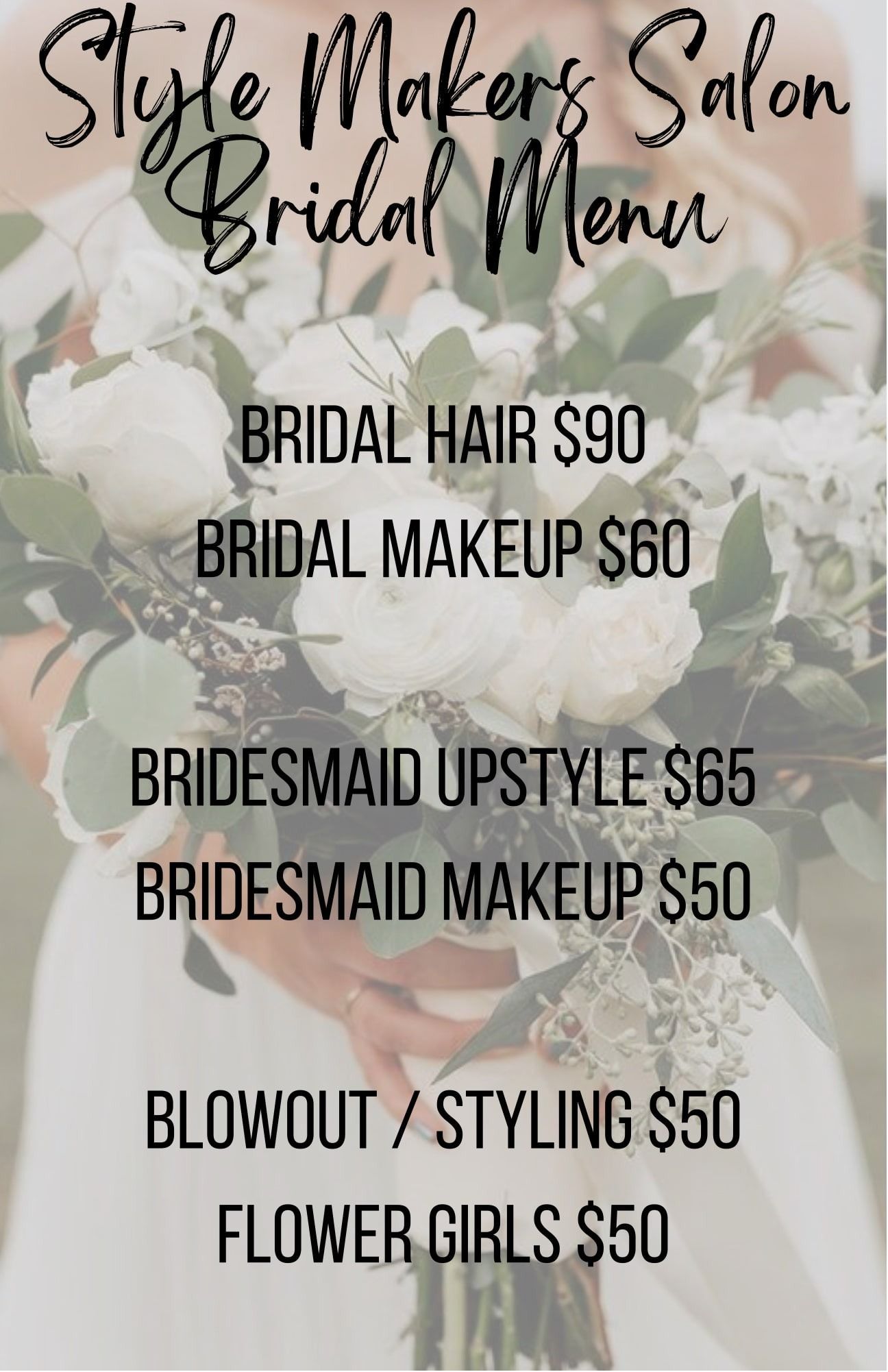 A woman is holding a bouquet of white flowers in her hands.