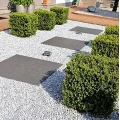 a picture of grey porcelain patio paving slabs by Landscape Gardeners Leicester