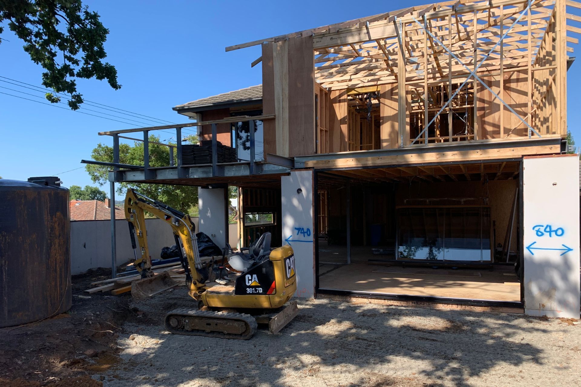 Melbourne Extension Builder image of partially completed extension provided to former clients.