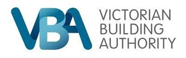 The logo for the victorian building authority is blue and white.