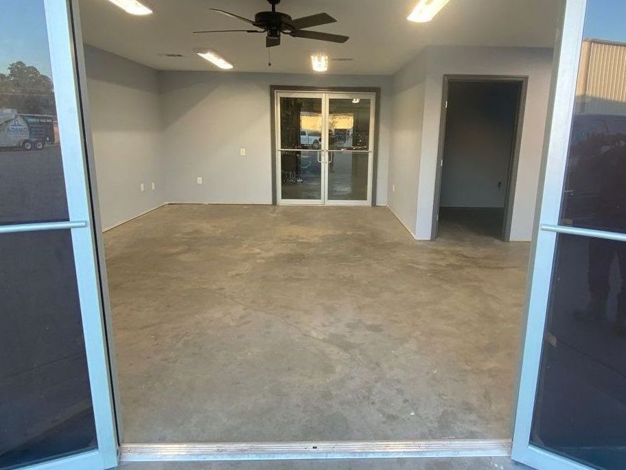 Bare concrete office floor