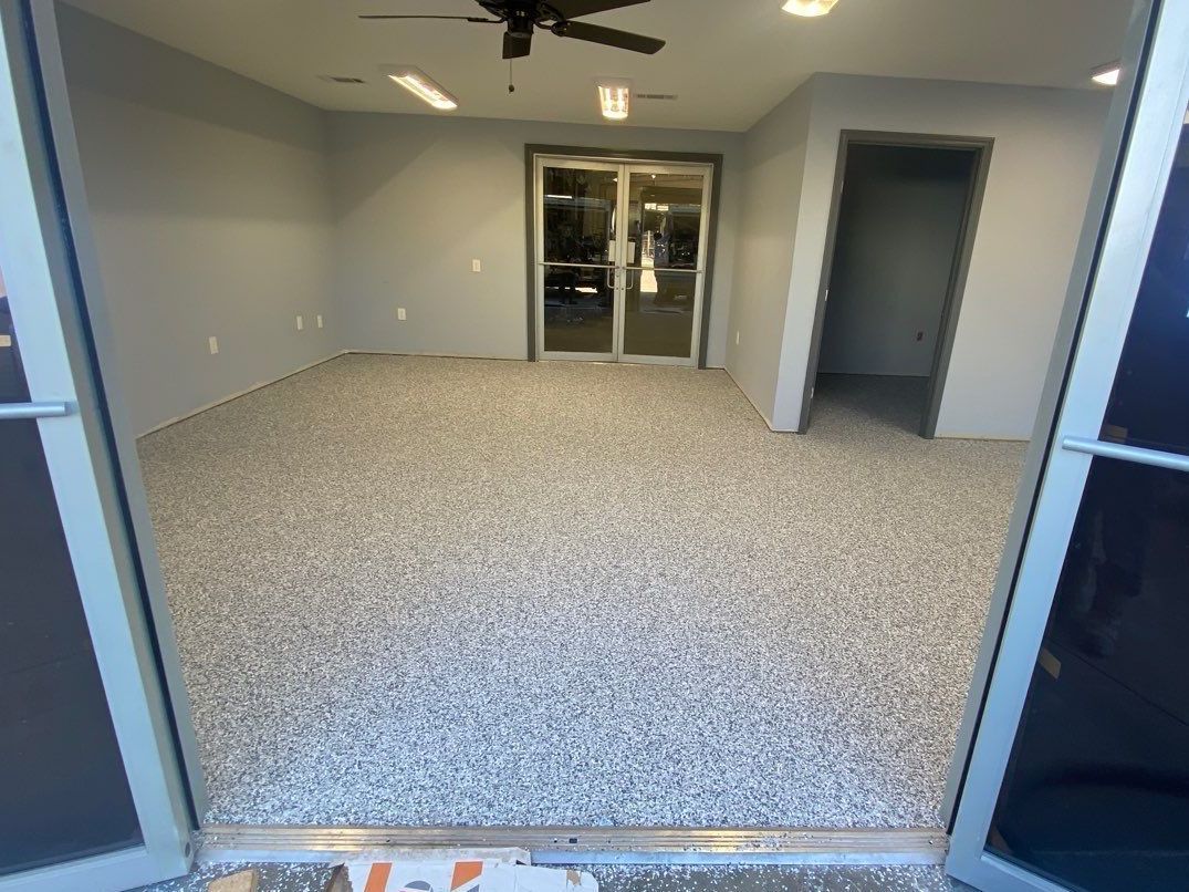Office floor with new concrete coating