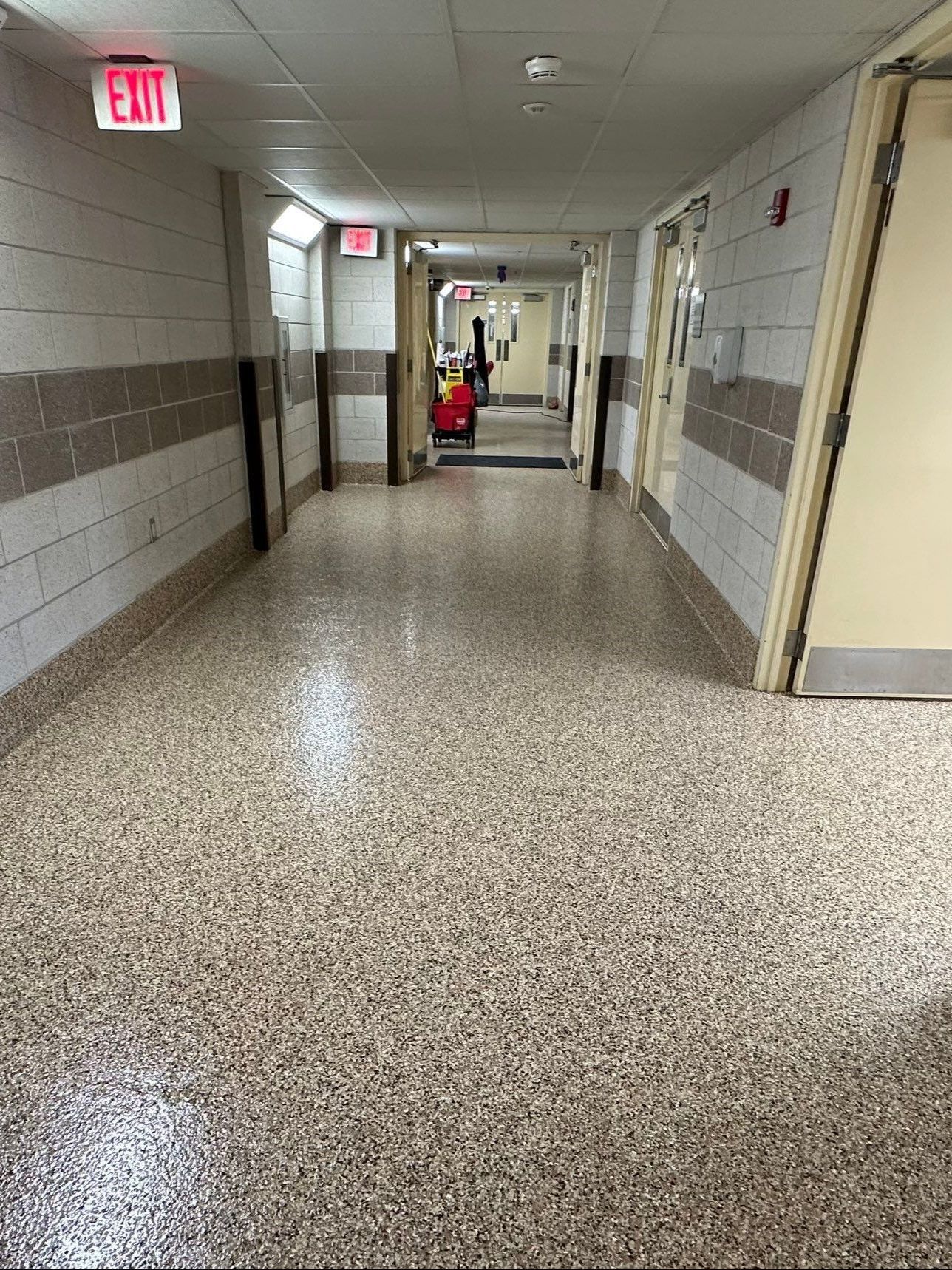 Room in medical facility with new concrete coating on floor