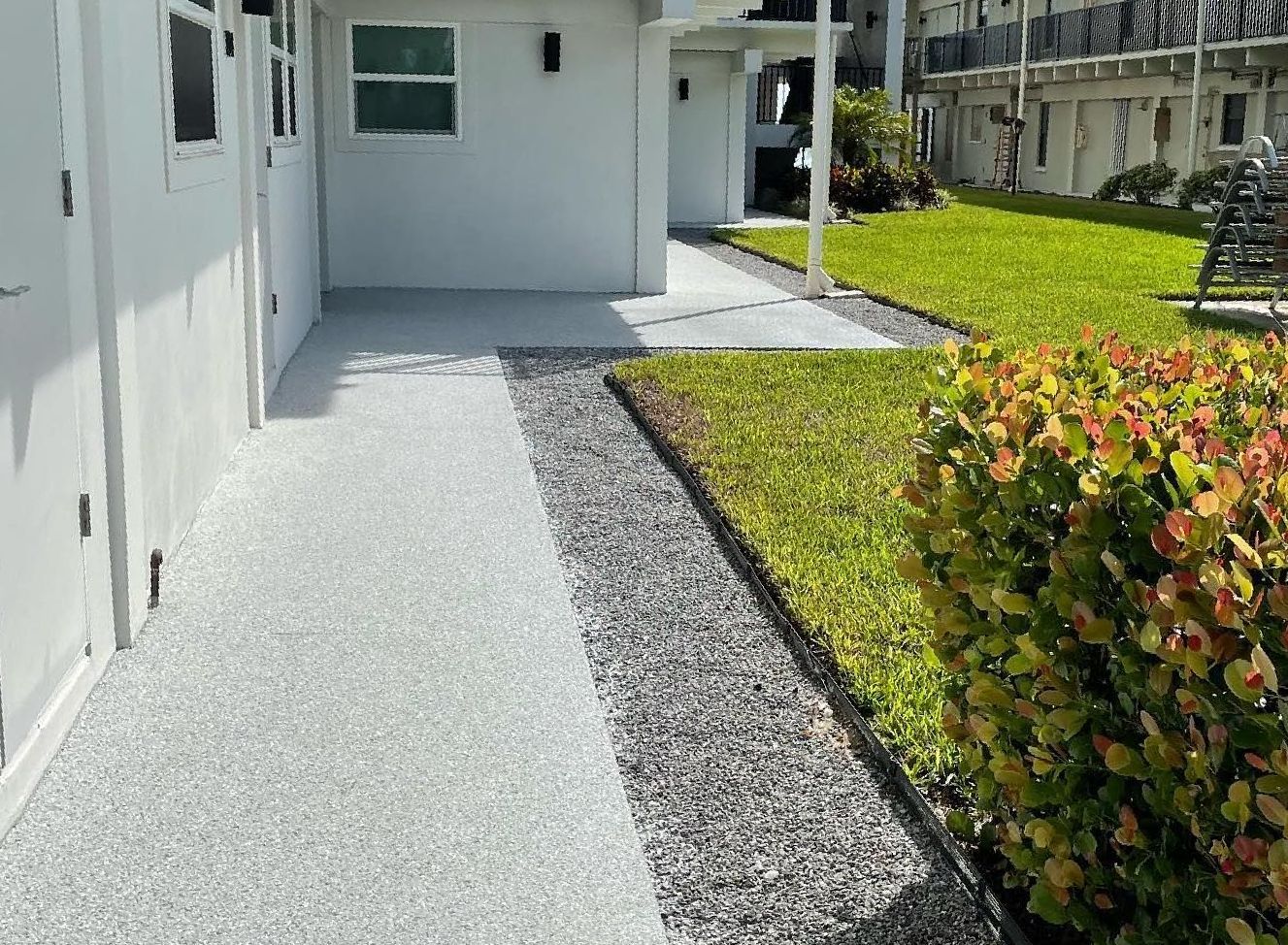 Condo walkway with concrete coating