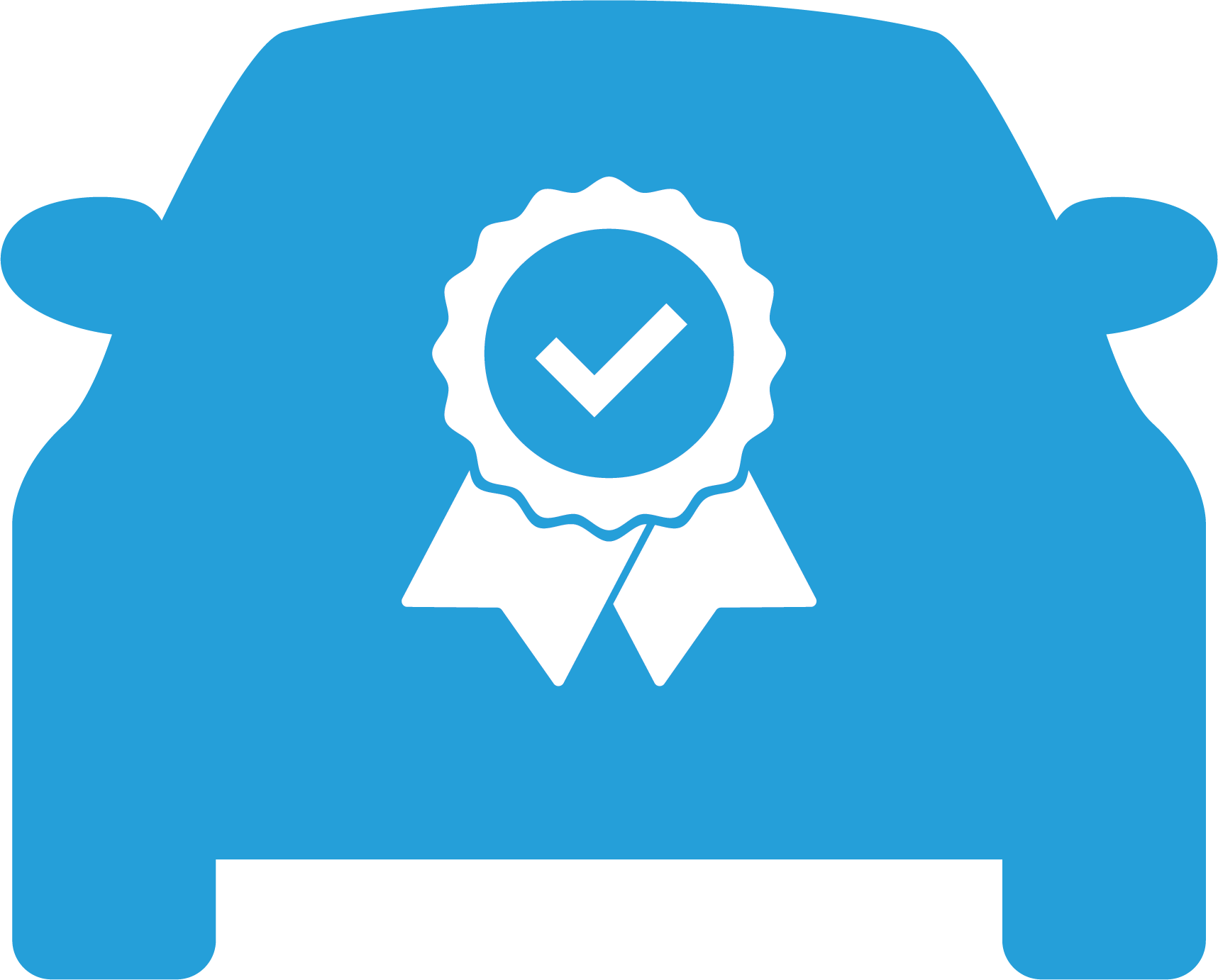 A blue circle with a white circle in the middle on a white background.