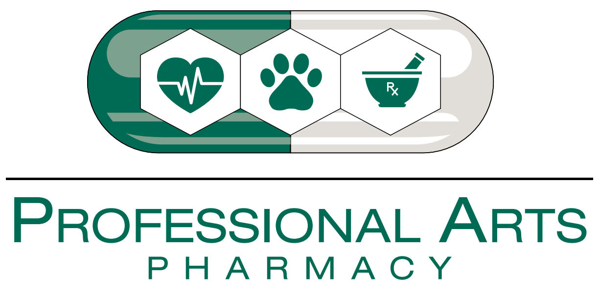 a logo for a pharmacy called professional arts pharmacy