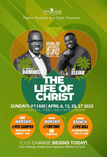 A poster for a march goodness series with pastor Dominic and Elijah.