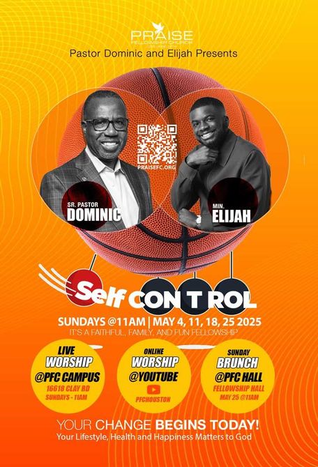 A poster for a march goodness series with pastor Dominic and Elijah.