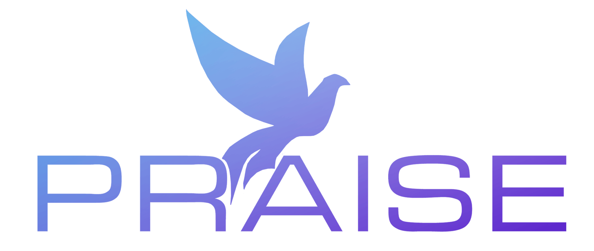 A logo for praise with a dove and the word praise.