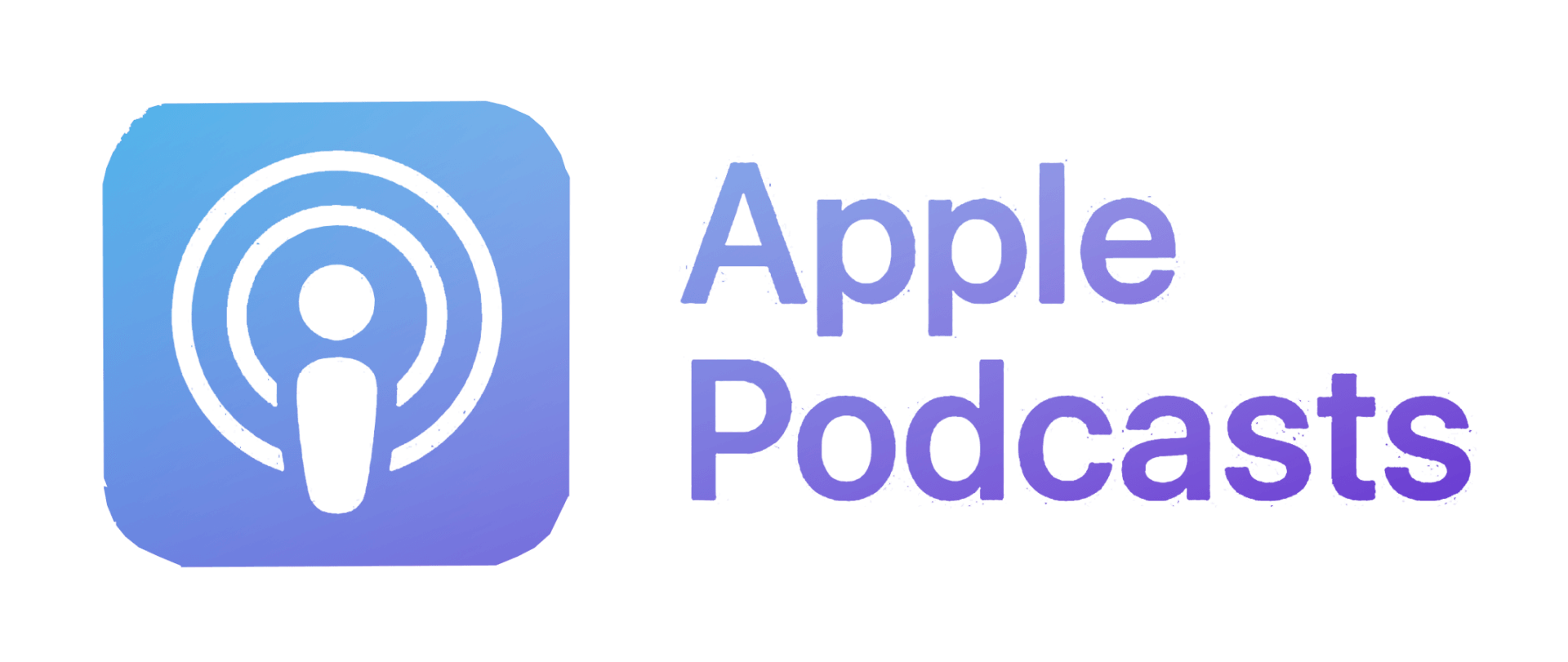 The logo for apple podcasts is a blue square with a white circle in the middle.