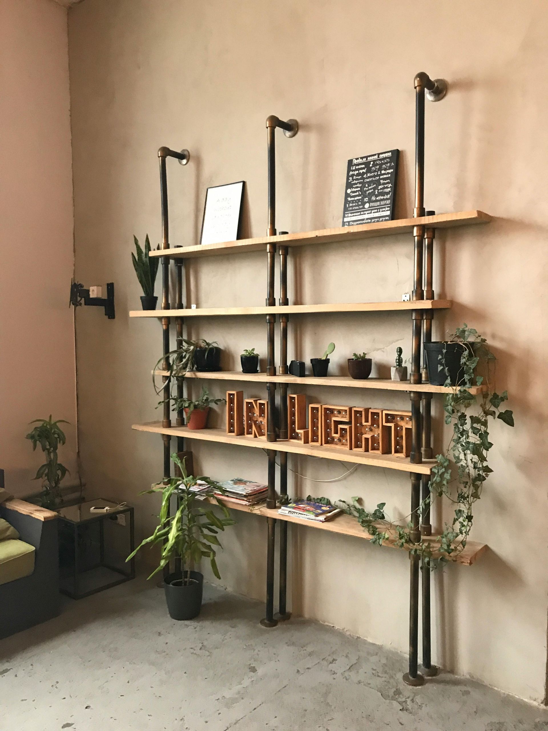 A shelf with the word light on it