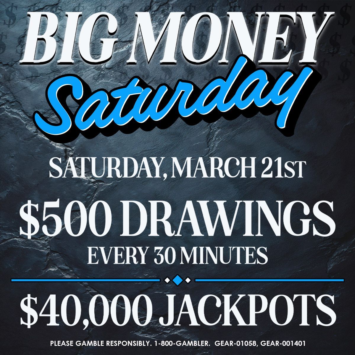 Big Money Saturday Drawings March 21st