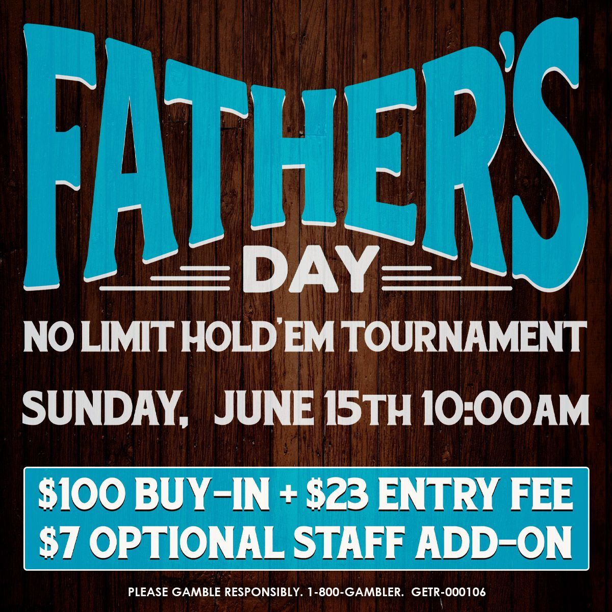 No Limit Hold'em tournament - Monday June 15th